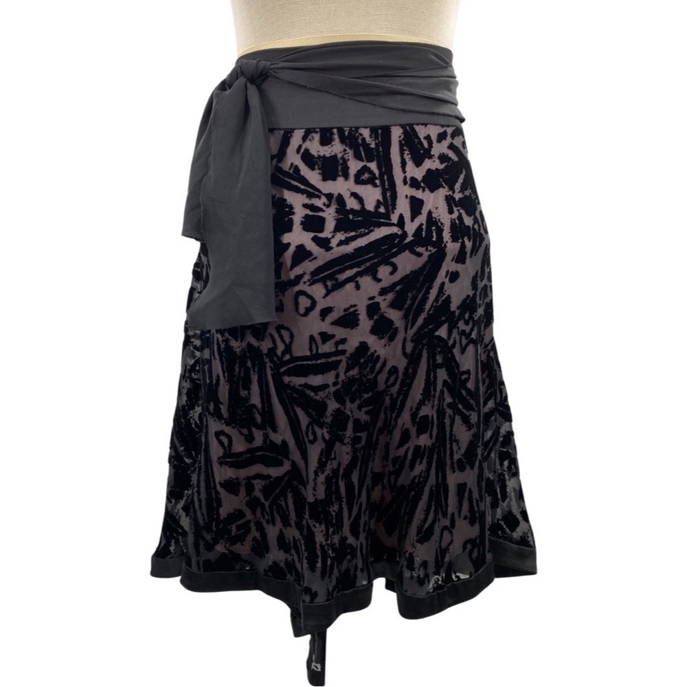 Diane von Furstenberg Black Silk Bustle Skirt Chalk Black Size 4 NEW - Picture 2 of 8